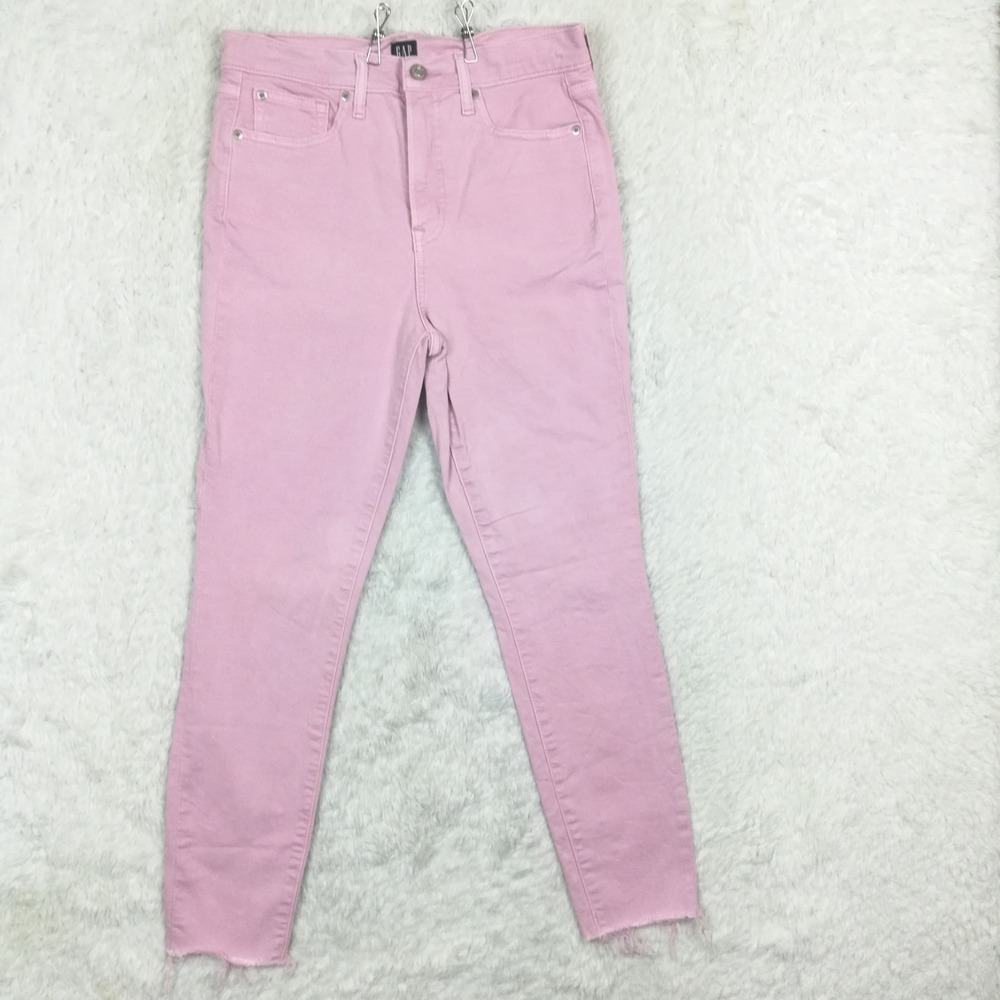 Gap 1969 Womens Jeans True Skinny Denim Lilac Purple High Rise Raw‎ Hem 8